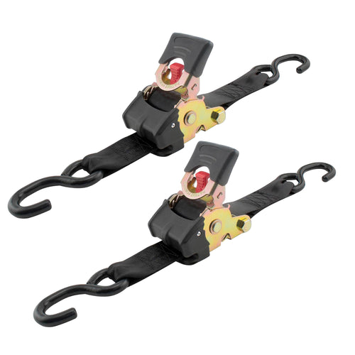 2in x 10ft Black Erickson Pro Series Retractable Ratcheting Tie-Down Straps, High-Strength Design, 3300 lb Load Capacity, Pack of 2