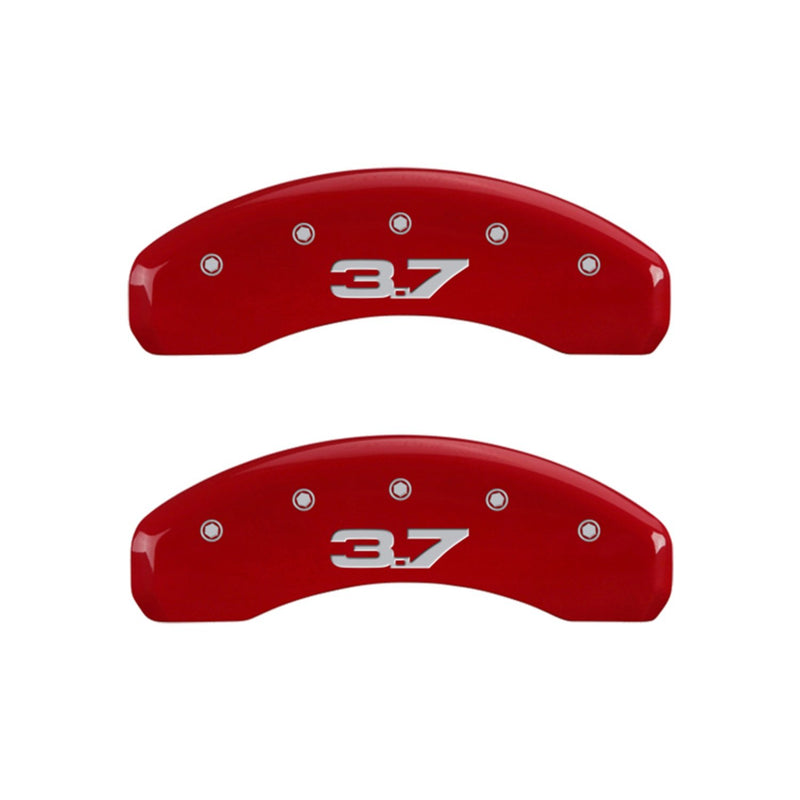 MGP 10202SM32RD Caliper Covers Red Powder Coat Finish Engraved Front Mustang Rear 3.7 Caliper Cover, (Set of 4)