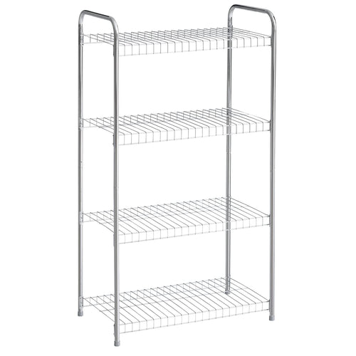 Rubbermaid Heavy Duty 4-Tier Wire Shelf, Satin Nickel, Easy Assemble with Hardware Included, for Food/Laundry/Closet Home Storage Use