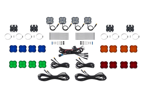 Diode Dynamics LED Rock Light Installer Kit Stage Series SXS (4-pack), White Diffused