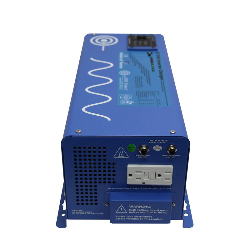 3000 Watt AIMS Power 12 VDC Pure Sine Inverter Charger 120 VAC Output 100A Charger 30A Transfer Switch PICOGLF30W12V120VR