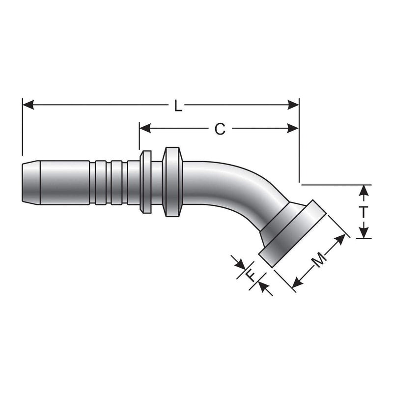 Gates Code 61 G20306-2020 O-Ring Flange - 45 Bent Tube GlobalSpiral Coupling