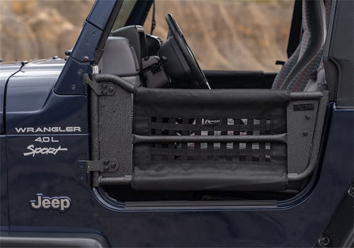 Trail Doors RAMPAGE PRODUCTS for Jeep Wrangler TJ | Pair, Net, Steel, OE Black Texture | 7683 | Fits 1997-2006 Jeep Wrangler TJ / 2004-2006 Jeep Wrangler LJ 2-Door