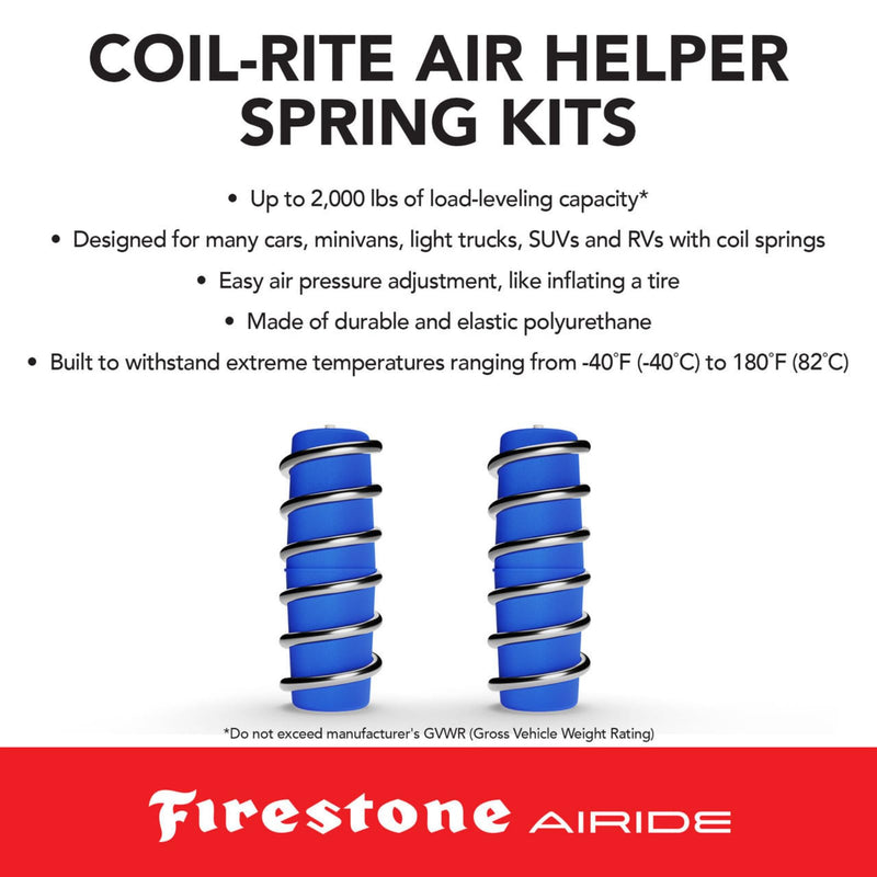 Firestone 4164 Airide Coil-Rite Rear Springs Kit fits 2008-2021 Land Cruiser and 2008-2016 Sequoia with Rear Coil Springs Only | 5-35 PSI | Load Capacity of 1,000 Pounds