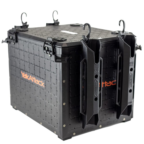 YakAttack 13" x 16" BlackPak Pro Kayak Fishing Crate with 4 Rod Holders - Black | Tackle Storage Box & Gear Organizer for Kayaks | Lightweight, Durable & Customizable Marine Accessory | Made in USA
