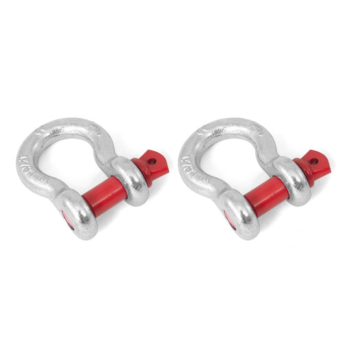 D-Ring Shackle Kit Rugged Ridge 11235.03, 7/8 inch, Silver with Red pin, Steel, Pair