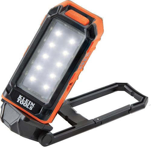 Klein Tools LED Light 56403, Rechargeable Flashlight/Worklight with Kickstand, Magnetic Mount, and Carabiner, Charges Small Electronics, for Work, Camping
