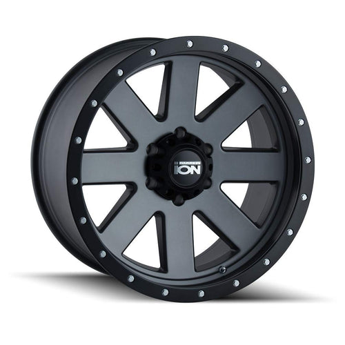 134 Ion Wheels Matte Gunmetal/Black BEADLOCK Wheel with Alloy Steel (17 x 8.5 inches /6 x 106 mm, -6 mm Offset)