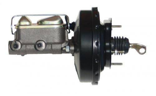 Brakes Leed Master Cylinder and Booster, 1 in Bore, Dual Integral Reservoir, 9 in OD, Single Diaphragm, Steel, Black Paint, compatible with Ford Mustang 1967-70, Kit