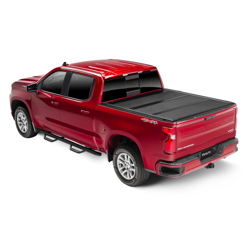 TrailFX Hard Tri-Fold Tonneau Cover Truck Bed Fits 2023-2025 Chevrolet Colorado 5 Foot Bed Gloss Black Aluminum Low Profile Lockable 3-Panel Folding Design TrailFX TFX8008 HF3