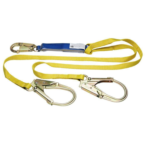 C411200 Werner 6-Foot DeCoil Twinleg Lanyard (Dcell Shock Pack, Snap Hook, Rebar Hook, 1" Web), 1per Pack