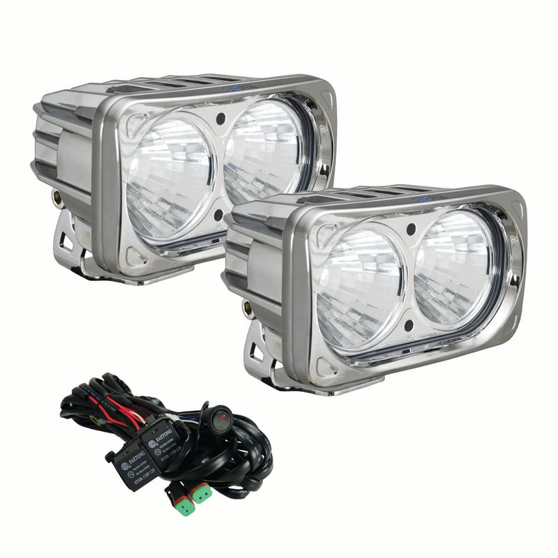 Optimus Chrome Vision X Lighting 9148724 Square 10W Narrow LED Light - Pair