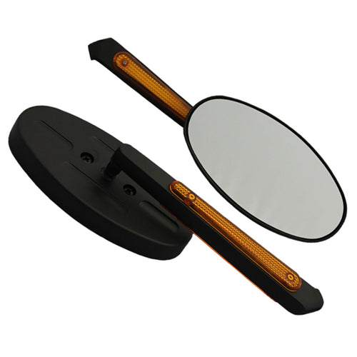 Motorcycle CIPA 01941 Black Oval LED Lighted Mirror Kit
