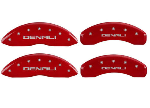 Denali Red Powder Coat Finish MGP Caliper Covers 34209SDNLRD, Set of 4, Silver Characters