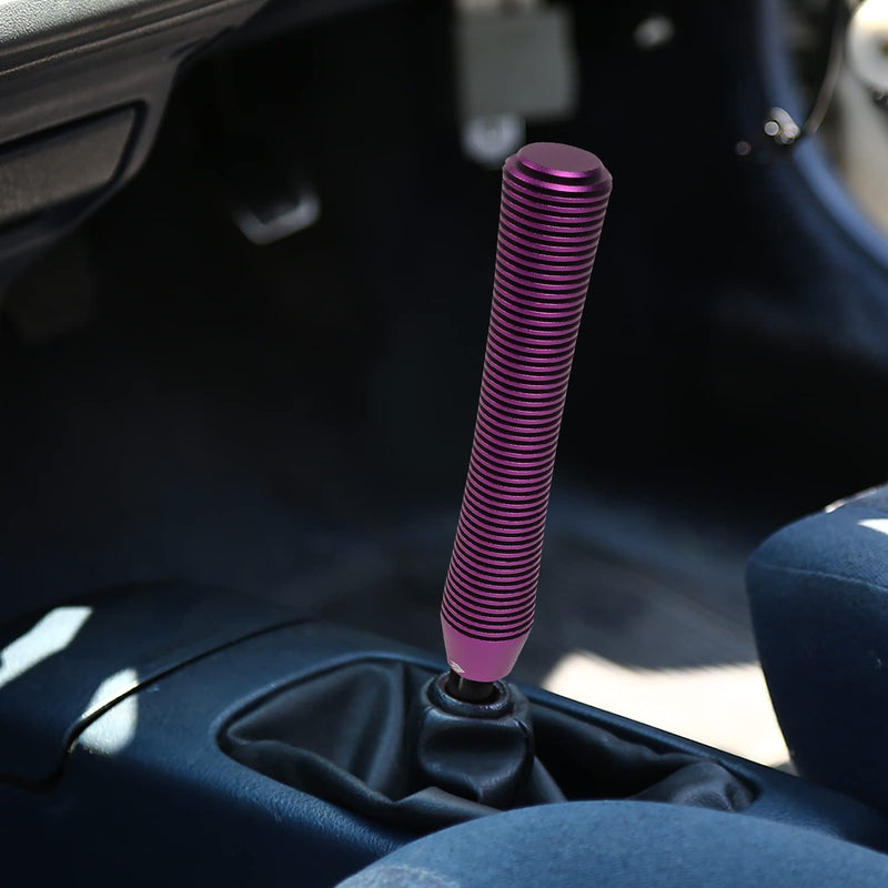 NRG Innovations Universal Aluminum SK-710PP Shift Knob with Thread Adapters, Heatsink Style Long Curvy Cylinder Lever,Purple