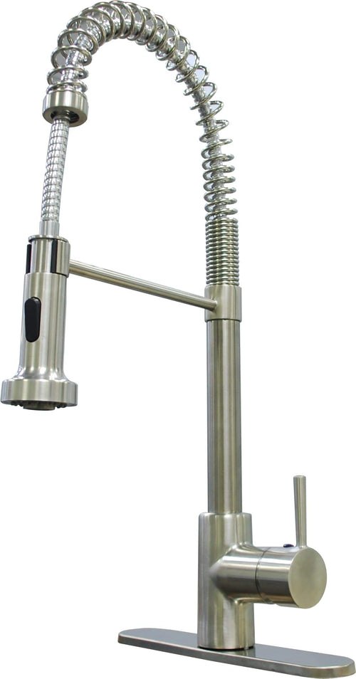 American Brass Empire Faucets SP5000N-A RV Kitchen Faucet with Hi-Arc Coiled Hammer Spout, Single Lever Handle and Pull-Down Sprayer - 8", Brushed Nickel