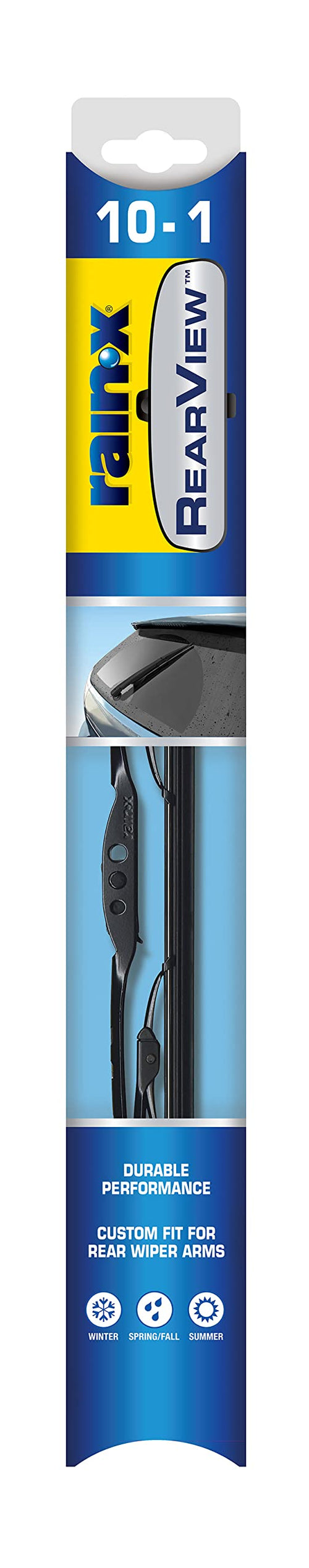 RearView Rain-X 850019 10 Inch Rear Wiper Blade, Conventional Rear Wiper Blade Fits J-Hook (Pack Of 1), Automotive Replacement Wiper Blades That Meet Or Exceed OEM Quality And Design Standards