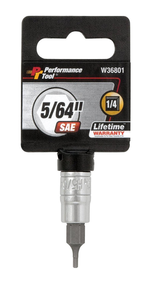 1/4 Drive Performance Tool W36801 Hex Bit Socket, 5/64 Chrome