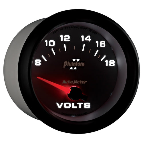 Auto Meter Phantom II 2-5/8" 8-18 Volts Voltmeter Gauge 7891