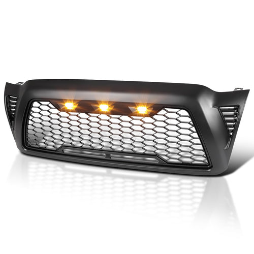 Matte Black Mesh Style SPEC-D TUNING Front Hood Grill Grille w/LED Lights Compatible with 2005-2011 Toyota Tacoma