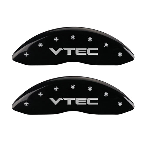 MGP Caliper Covers Front and Rear 39007SVTCBK Black Powder Coat Finish, Set of 4 (Vtech Silver Characters, Engraved)