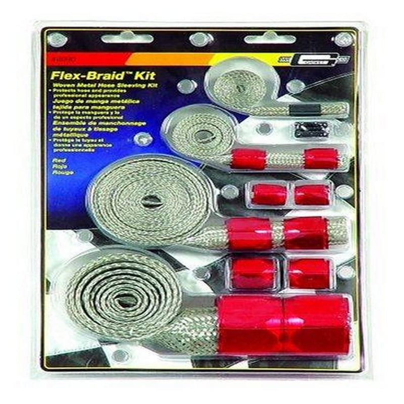 Red Mr. Gasket Flex-Braided Hose Sleeve Kit 8090