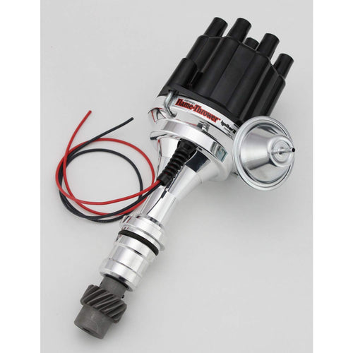 Pertronix D110700 Flame-Thrower Vacuum Advance Plug and Play Black Cap Billet Electronic Distributor with Ignitor II Technology for Oldsmobile V8