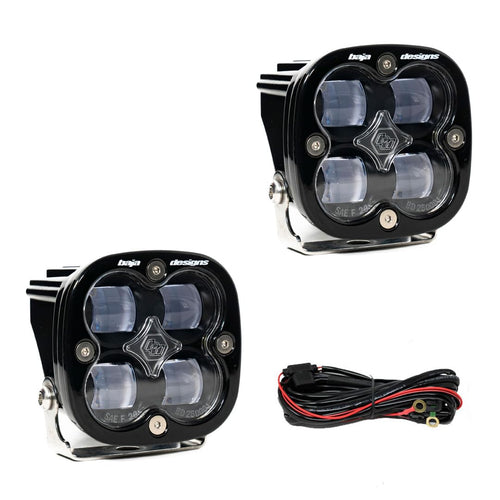 Baja Designs SAE Squadron LED Auxiliary Light Pod - Universal Fit with Wiring Harness, 2 LEDs (Clear)