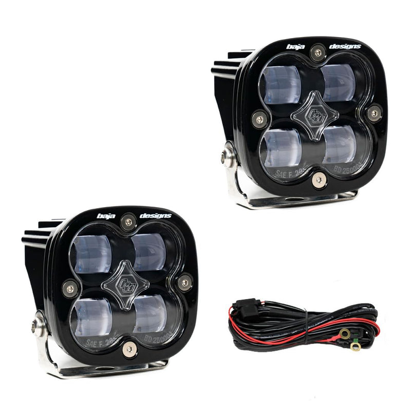 Baja Designs SAE Squadron LED Auxiliary Light Pod - Universal Fit with Wiring Harness, 2 LEDs (Clear)