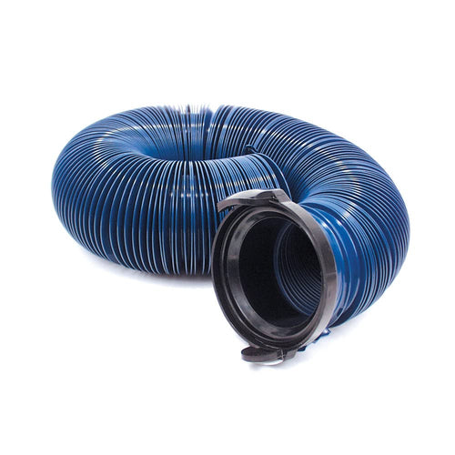 10' Valterra D04-0120PB Standard Quick Drain RV Hose with 3" Straight Hose Adapter, Blue