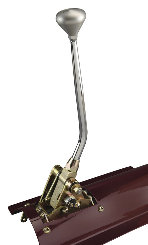 Floor Mount Shifter Kit Lokar FMS60C6EMP with 8" Lever and Polished Mushroom Knob for Ford C-6 Transmission