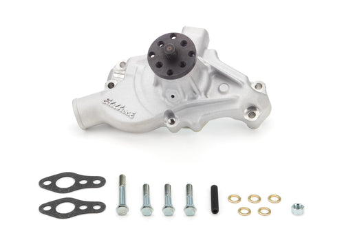 Edelbrock Victor Series Water Pump, Mechanical, 5/8 in Pilot, Short Design, Aluminum, Natural, compatible with Small Block Chevy, Each