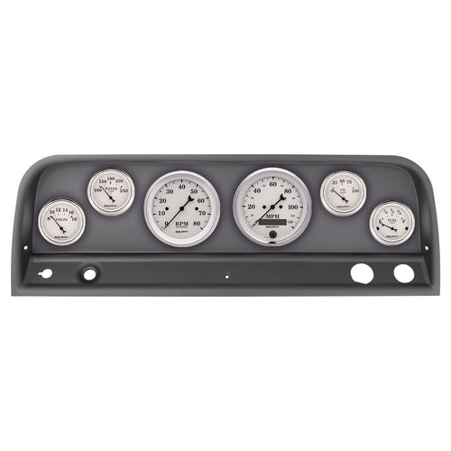 Chevy Truck AutoMeter Direct Fit Dash Kit, 64-66, Tach/Mph/Fuel/Oilp/Wtmp/Volt, Old-TYME White (2128-08)