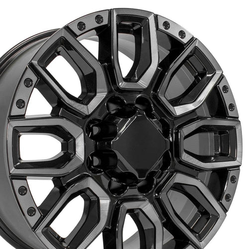 CV97A-20085-8650-12BMT: OE Wheels 20" Replica Wheel Cv97A Fits Gmc Sierra 2500/3500 20X8.5 Black Milled Edge With Tinted Clear Wheel