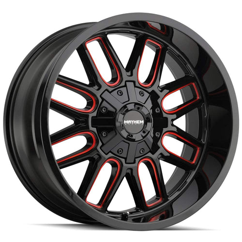 COGENT MAYHEM 8107 GLOSS BLACK MILLED PRISM RED 18X9 8-165.1 0MM 130.8MM