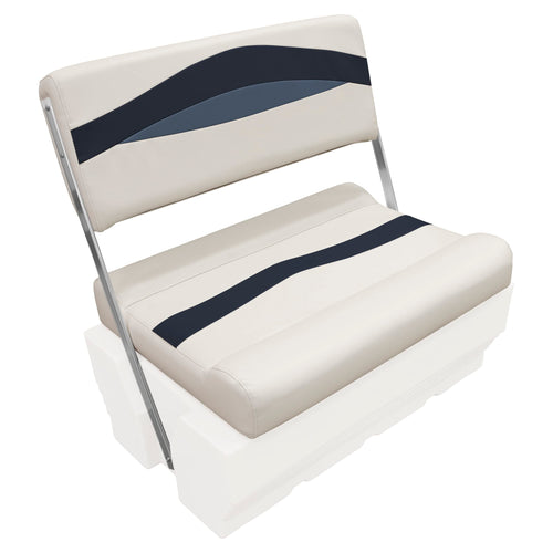 Wise Premier Series BM1152-986 Pontoon Flip-Flop Seat Cushion Set, Platinum/Spectra Navy/Cobalt