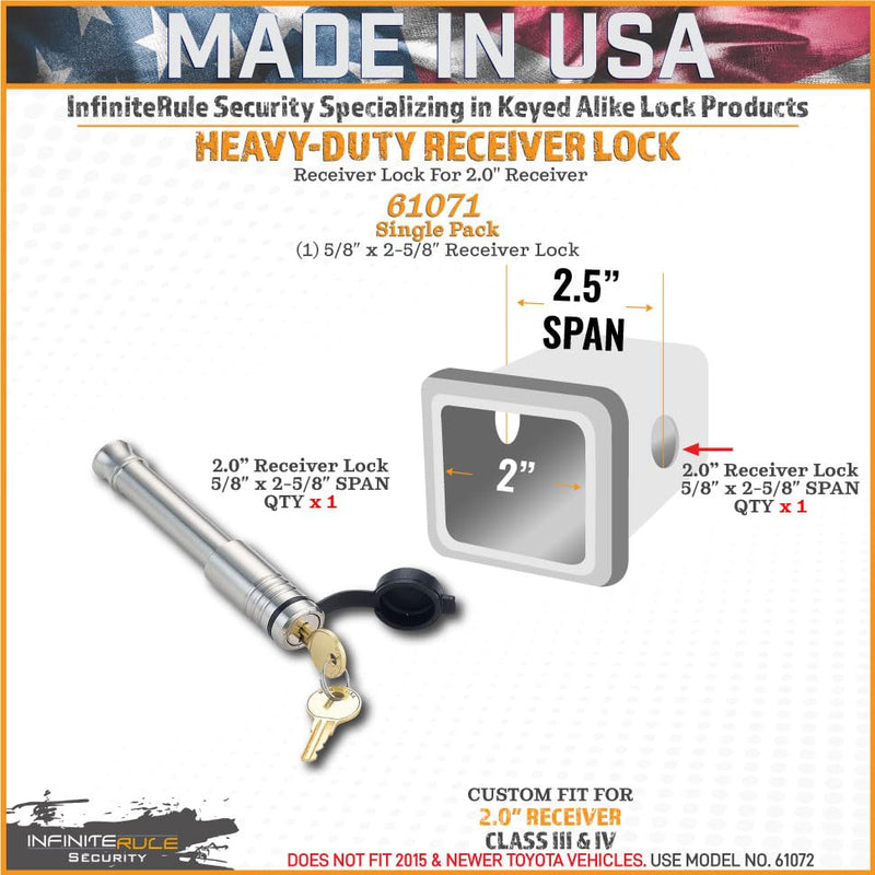 61071 InfiniteRule Security | Receiver Lock for 2" Receiver - Class III & IV