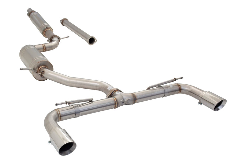 3" Cat-Back Exhaust System XFORCE for MK8 VW GTI; Brushed 304 Stainless Steel with Dual 4" Polished Tips