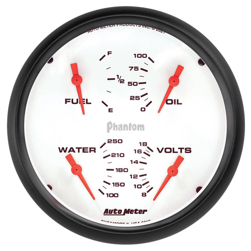 Gauge Auto Meter 5819, Quad, 5", 0Ωe-90Ωf, Elec, Phantom