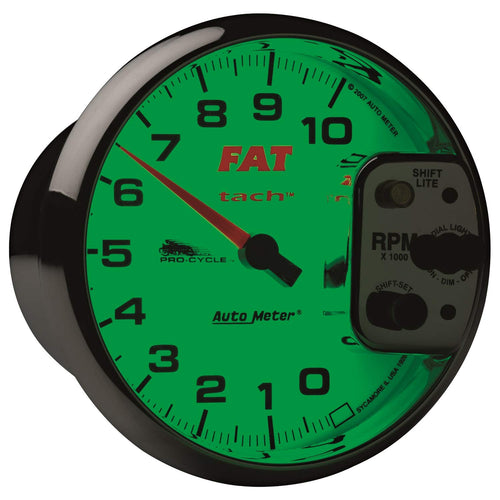 AutoMeter Tach, Gauge, 5", 10K RPM, Shift- Lite, 2&4 Cylinder, White, Fat Tach, Pro-Cycle (19265)