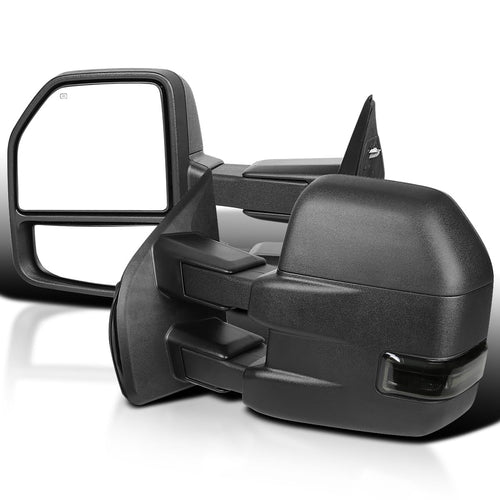 Spec-D Tuning Heated Power Tow Mirrors+Smoke LED Signal+Puddle 22Pin & 8Pin Compatible with 2015-2020 Ford F150 Left + Right Pair