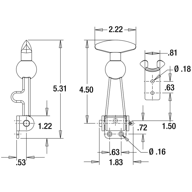 Truck and Trailer Buyers Products WJ201SS Rubber Hood Latch