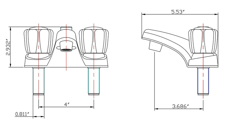 Dura Faucet RV Bathroom Faucet DF-PL720S-WT with Smoked Acrylic Knobs and Shower Hose Diverter (White)