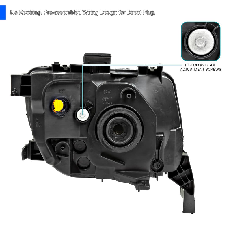Replacement SPEC-D TUNING Chrome Headlights Compatible with 2003-2008 Honda Element Left + Right Headlamps Assembly