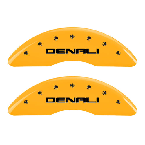 Caliper Covers MGP 34001SDNLYL, Set of 4 (Yellow Engraved Front and Rear: Denali Powder Coat Finish Black Characters)