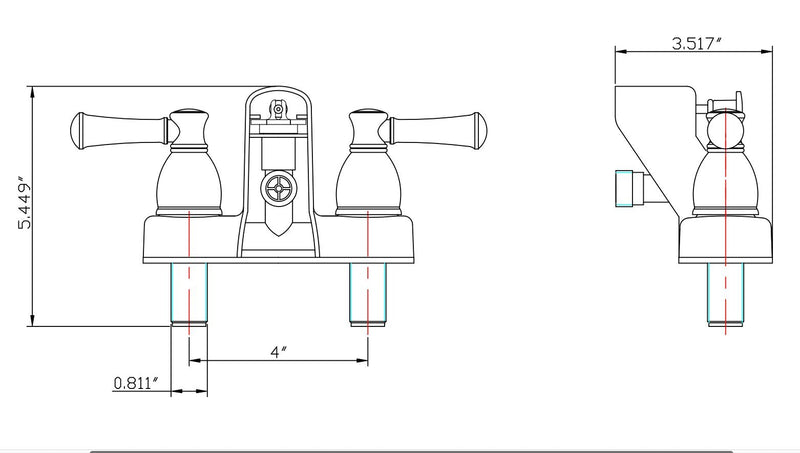 Dura Faucet RV Tub & Shower Faucet Valve Diverter DF-SA110L-SN with Hot/Cold Handles (Brushed Satin Nickel)