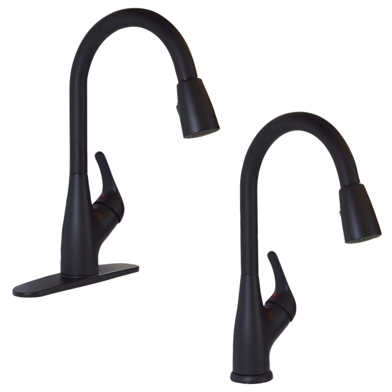 Premium VALTERRA Single Handle Pull-Down Kitchen Faucet - Matte Black