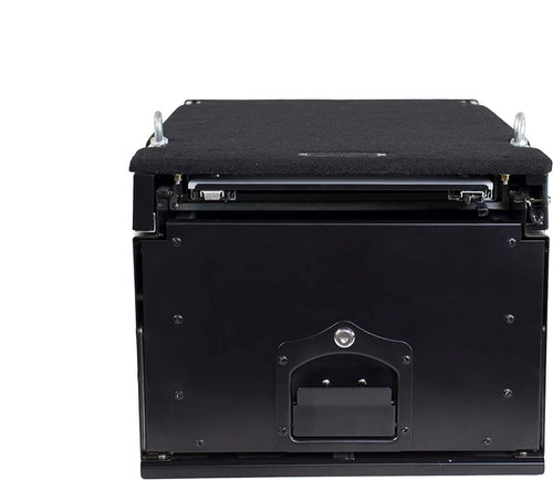 Cargo Box Overland Vehicle Systems with Slide Out Drawer & Working Station - Black Powder Coat
