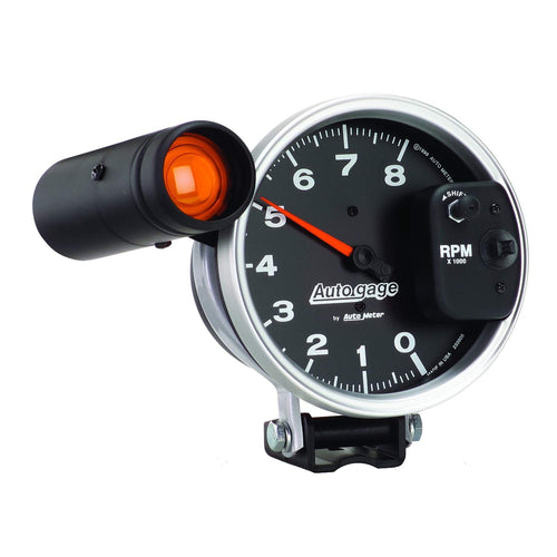 AUTO METER Autogage 233905 Monster Shift-Lite Tachometer, Black dial/Silver bezel, 5.000 in.