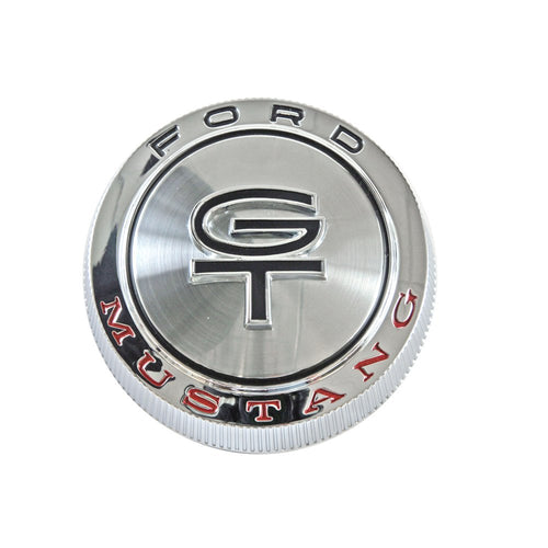 Ford Mustang GT Lettering Featuring Scott Drake Steel Gas Cap in a Chrome Finish, Compatible with 1966 Ford Mustang, Model C6ZZ-9030-A